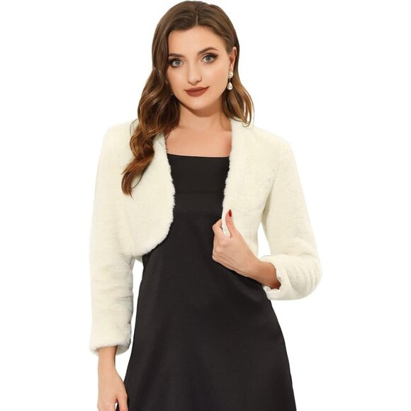 Dresses & Skirts - Stylish Collarlss Faux Fur Bolero for Women's Formal Events - Size Large